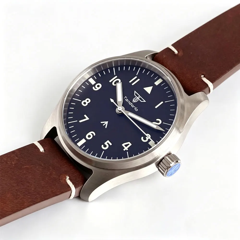 Reloj de Pulsera Tandorio de 39 mm, de Acero Inoxidable, con Movimiento de Cuarzo, Cristal de Zafiro, Resistente al Agua hasta 200 m, Movimiento VH31 con Segundero Continuo, Luminoso, Estilo Retro para Hombre