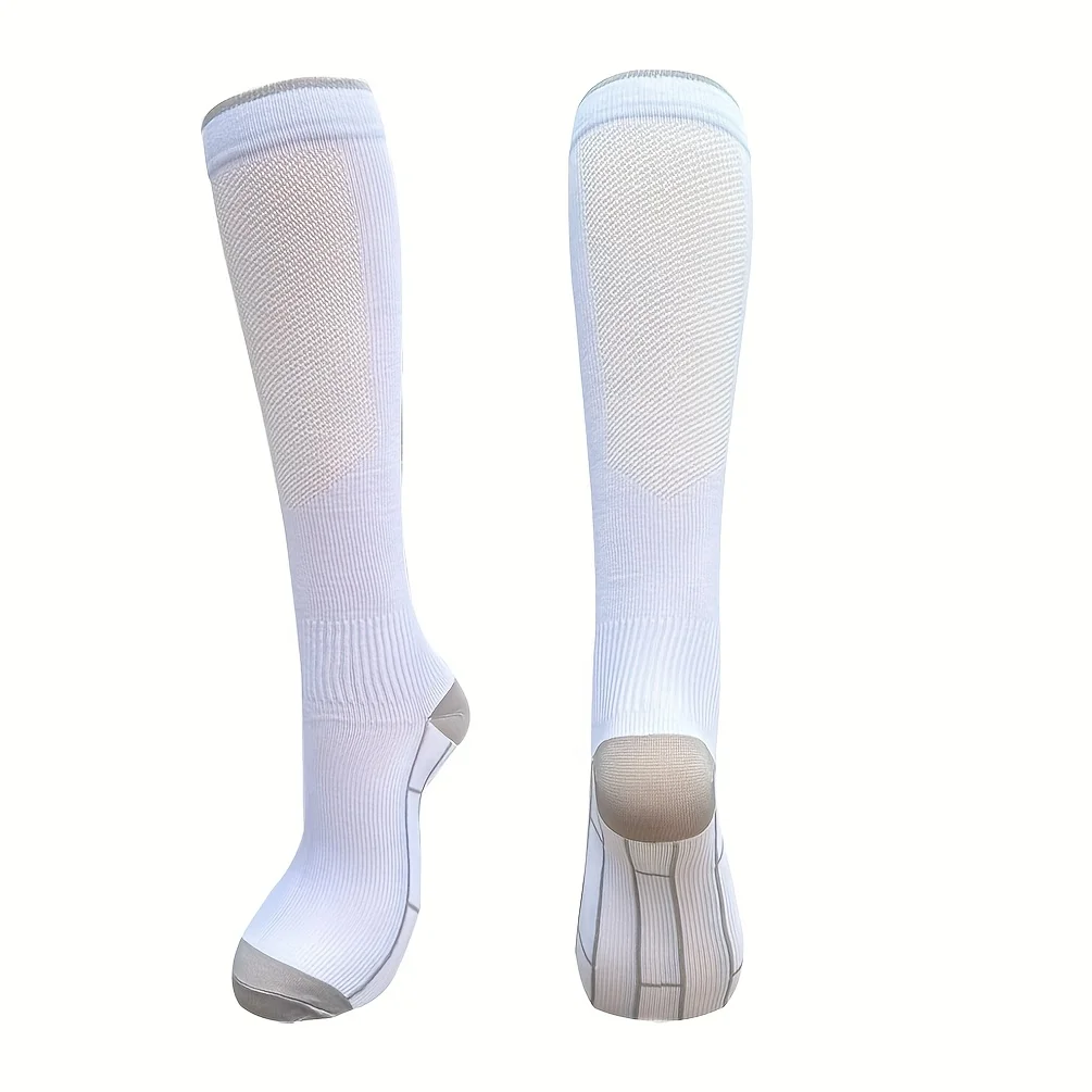 1 par de calcetines de compresión para hombres y mujeres, 20-30 mmHg - Calcetines de soporte para la circulación, adecuados para enfermería, viajes y deportes.
