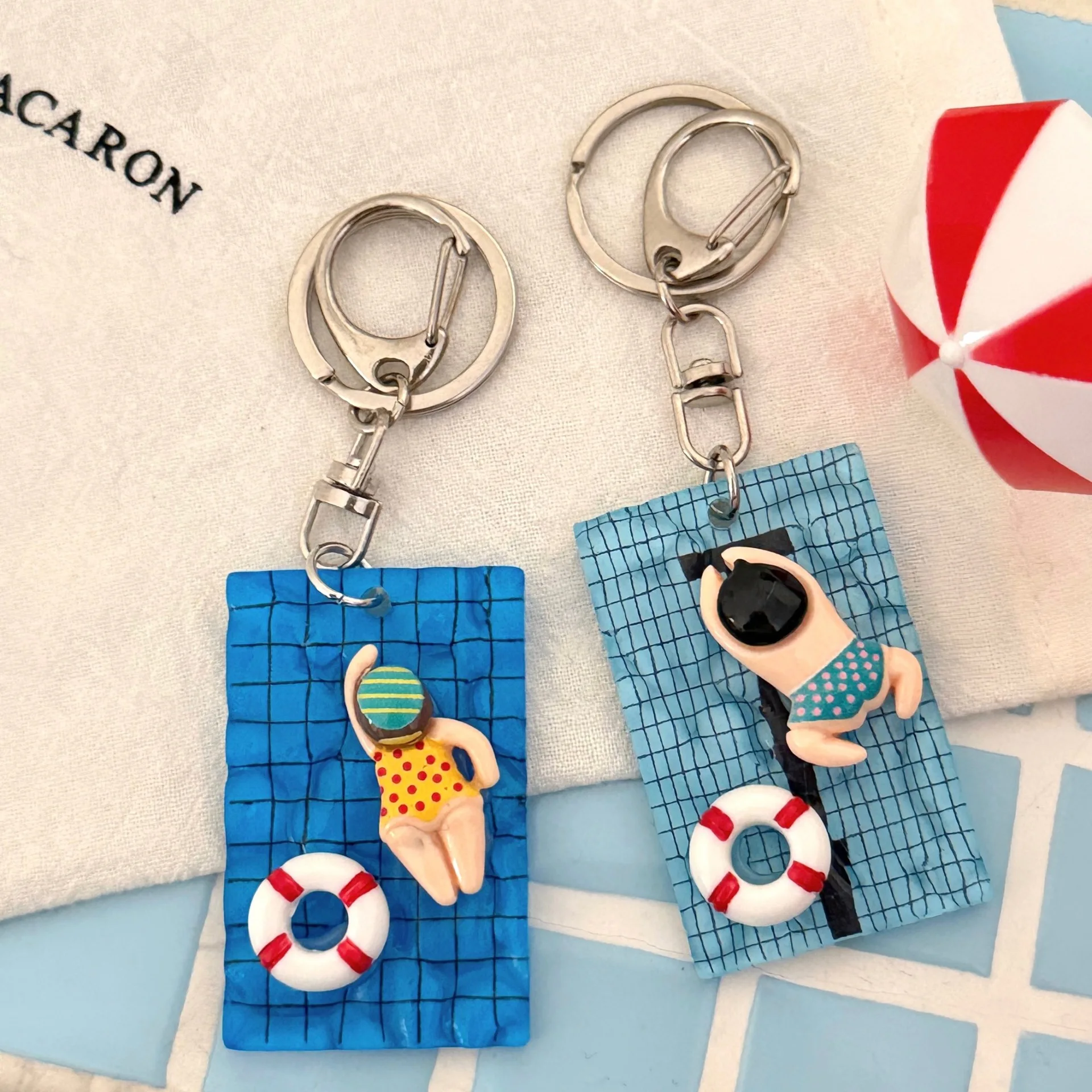 1/4 Piezas Colgante 3D de Ondas de Agua para Piscina, Llavero y Colgante para Mochila de Verano