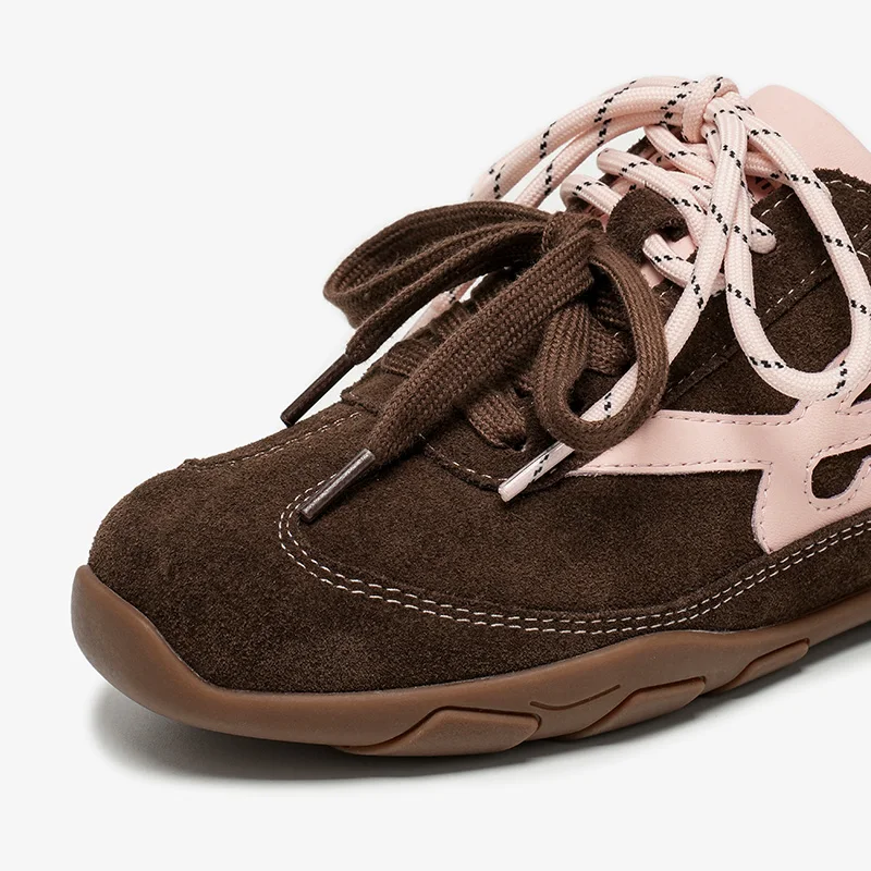 BEAUTODAY, zapatillas informales de cuero vacuno, Color mezclado, punta redonda, cordones de doble color, zapatillas deportivas, zapatos de mujer hechos a mano 29977
