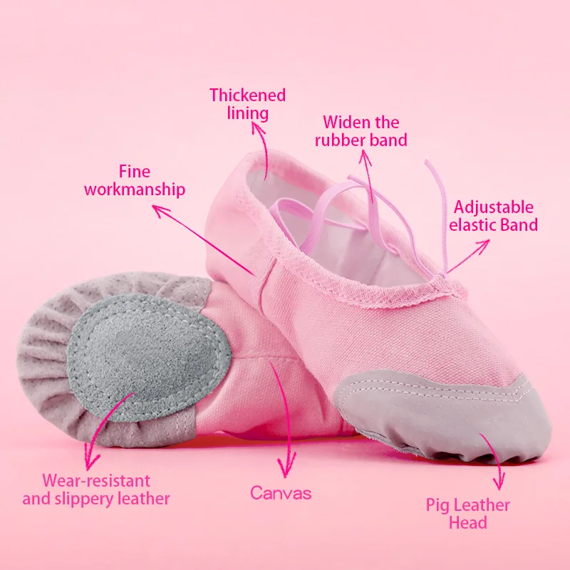 Zapatos de Ballet con cordón para niña, zapatos planos de baile de suela blanda para niño, zapatos de baile profesionales para adultos, zapatos de bailarina antideslizantes resistentes al desgaste