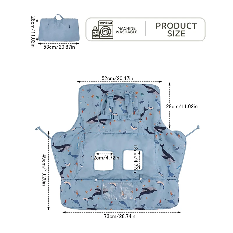 Funda multifuncional para carrito de compras de bebé con correa de seguridad, funda para silla alta, fundas portátiles para carrito de comestibles para bebés y niños pequeños