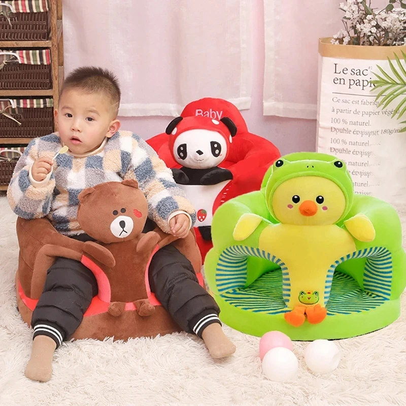 Lindo Sofá de Peluche para Bebés, Funda de Asiento, Silla de Aprendizaje para Sentarse, Silla de Alimentación, Cómoda y Lavable, Sin Relleno