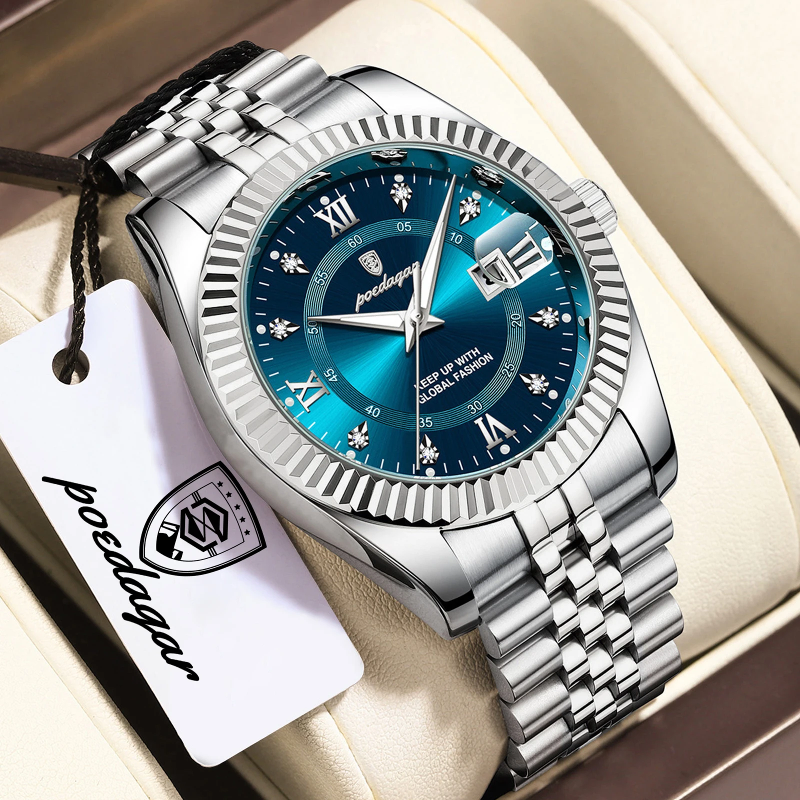 Reloj de Pulsera Original POEDAGAR para Hombre, Resistente al Agua, Luminoso, con Fecha, Reloj de Negocios para Hombre, Reloj de Cuarzo de Acero Inoxidable, Relojes Militares para Hombre