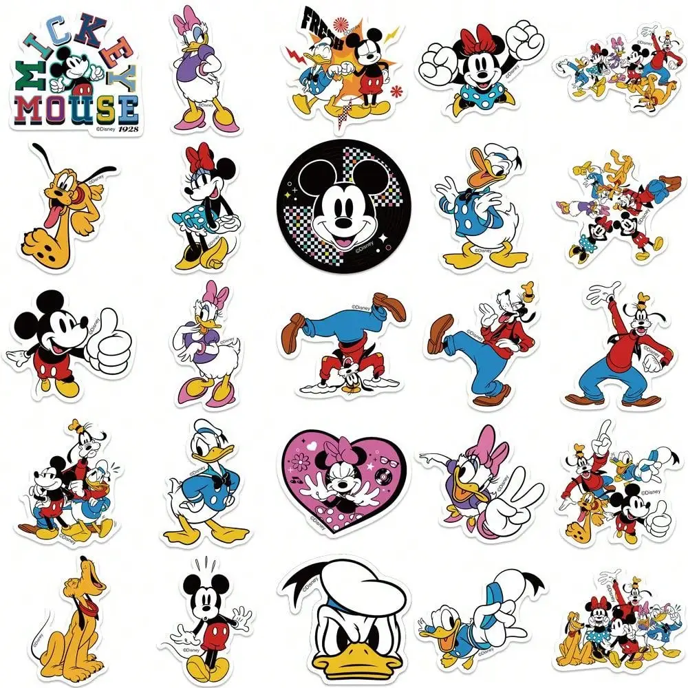 50 Pegatinas de Vinilo Oficiales de Disney Mickey Mouse, Resistentes al Agua, Regalos de Dibujos Animados para Botellas de Agua, Portátiles y Parachoques