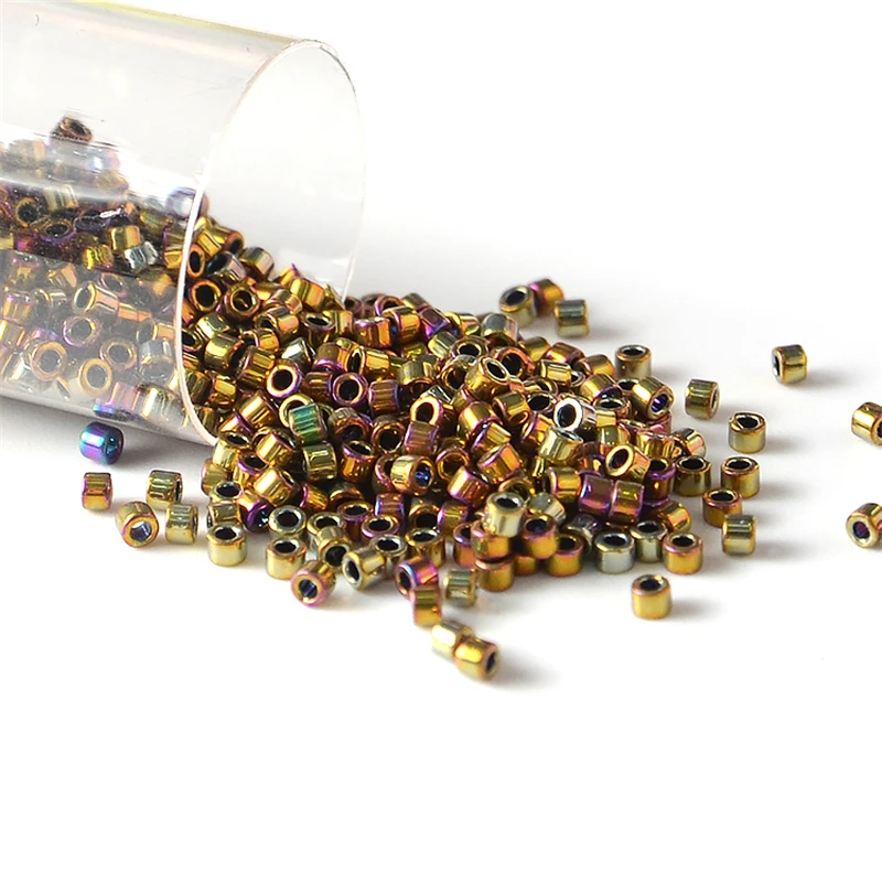 10g/tubo JP Miyuki Delica 11/0 cuentas de semilla de vidrio cuentas de semilla de Color metálico espaciador redondo para hacer joyería hecha a mano DIY