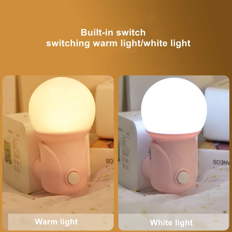 Luces LED de noche con enchufe UE/EE. UU., lámpara con atenuación de 2 colores, protección ocular, luz de sueño para lactancia de bebés, lámpara de noche para lectura y sala de estar