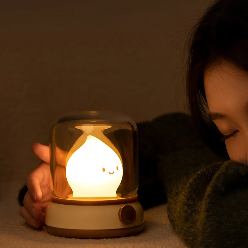 Mini lámpara de noche LED de escritorio, lámpara de mesa de dibujos animados portátil recargable por USB, creativa, para cafetería, Bar, decoración del hogar, Hotel y dormitorio