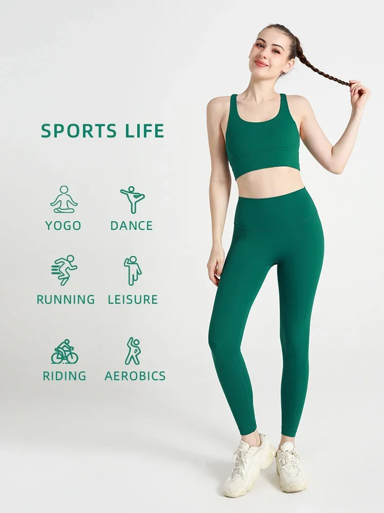 Novedad de verano, ropa de Yoga de 2 piezas, chándal para mujer, Top de Yoga de nailon con espalda cruzada atlética, Sujetador deportivo para mujer, mallas para Pilates y Fitness