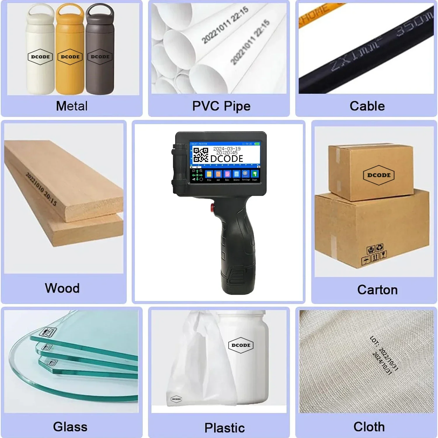 Impresoras portátiles DCODE 1755PLUS de 12,7mm, impresora de inyección de tinta portátil, texto, código de barras QR, número de lote, logotipo, imagen, fecha, máquina de impresión