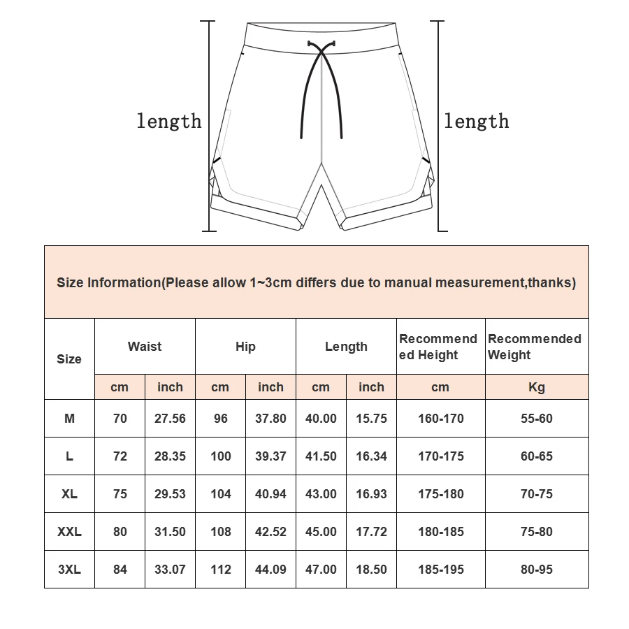 Pantalones cortos para correr 2 en 1 para hombre, pantalones cortos de entrenamiento deportivo para Fitness, pantalones cortos transpirables de secado rápido de doble capa para verano, pantalones cortos de gimnasio para playa para hombre