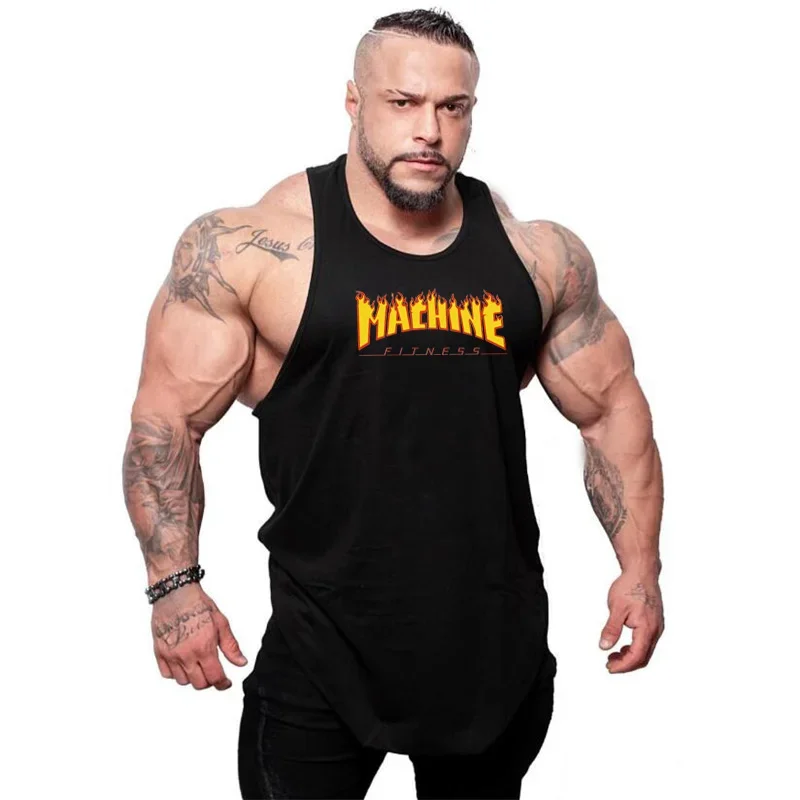 Camisetas musculosas de Fitness para hombre, camiseta holgada informal de Hip Hop sin mangas, ropa transpirable de algodón, camisetas sin mangas deportivas para culturismo y gimnasio