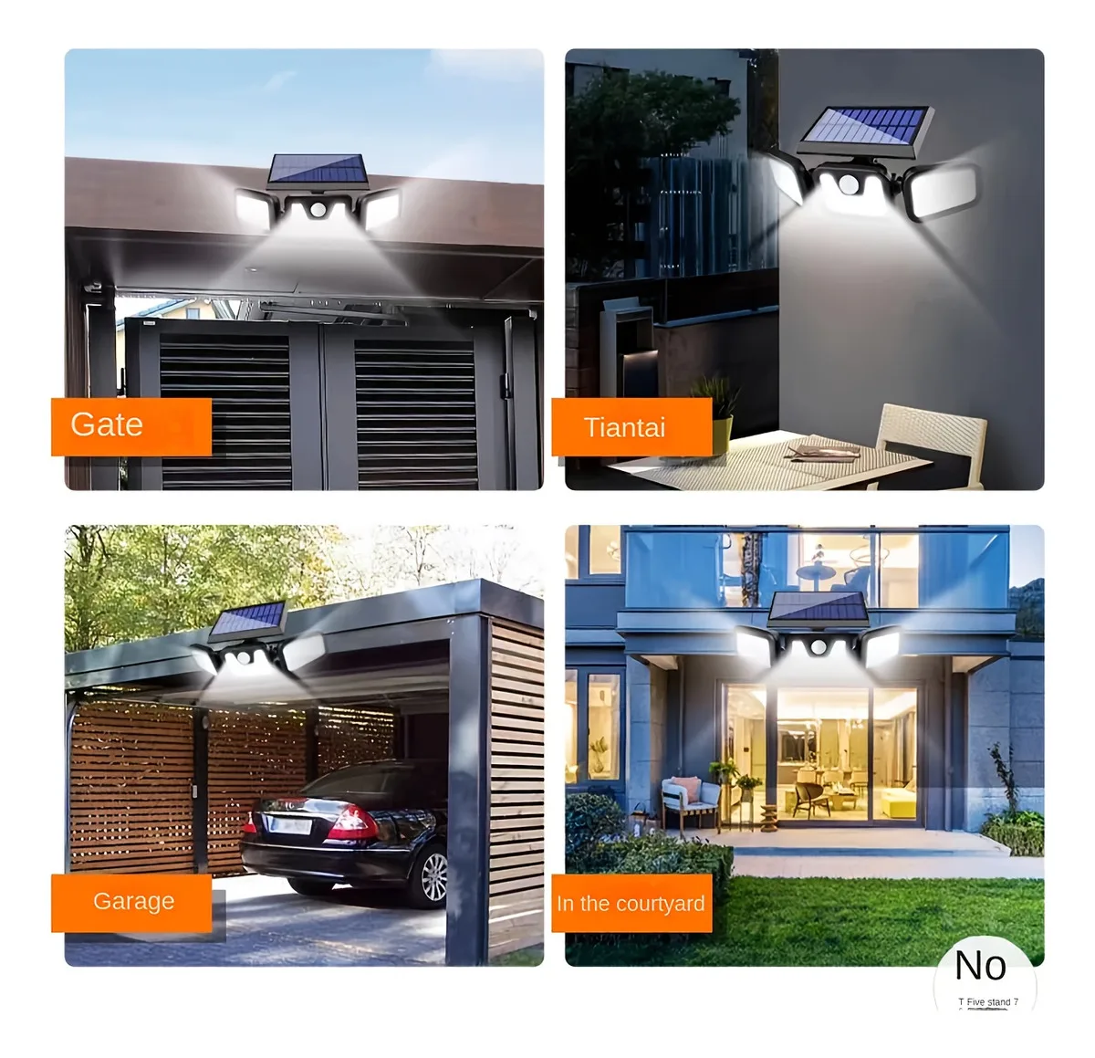 Aplique de pared LED solar | Iluminación exterior de tres cabezales |   IP55 |   Energía solar con sensor de movimiento |   Materiales duraderos ABS y PC | Ideal