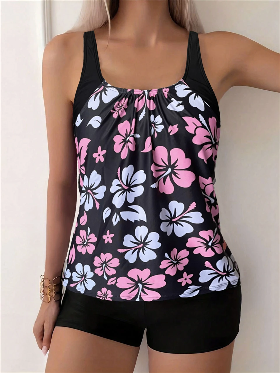 Conjunto de Tankini con Estampado Floral 2026, Traje de Baño de Dos Piezas, Traje de Baño Corto con Tirantes para Mujer, Ropa de Playa, Traje de Baño de Verano