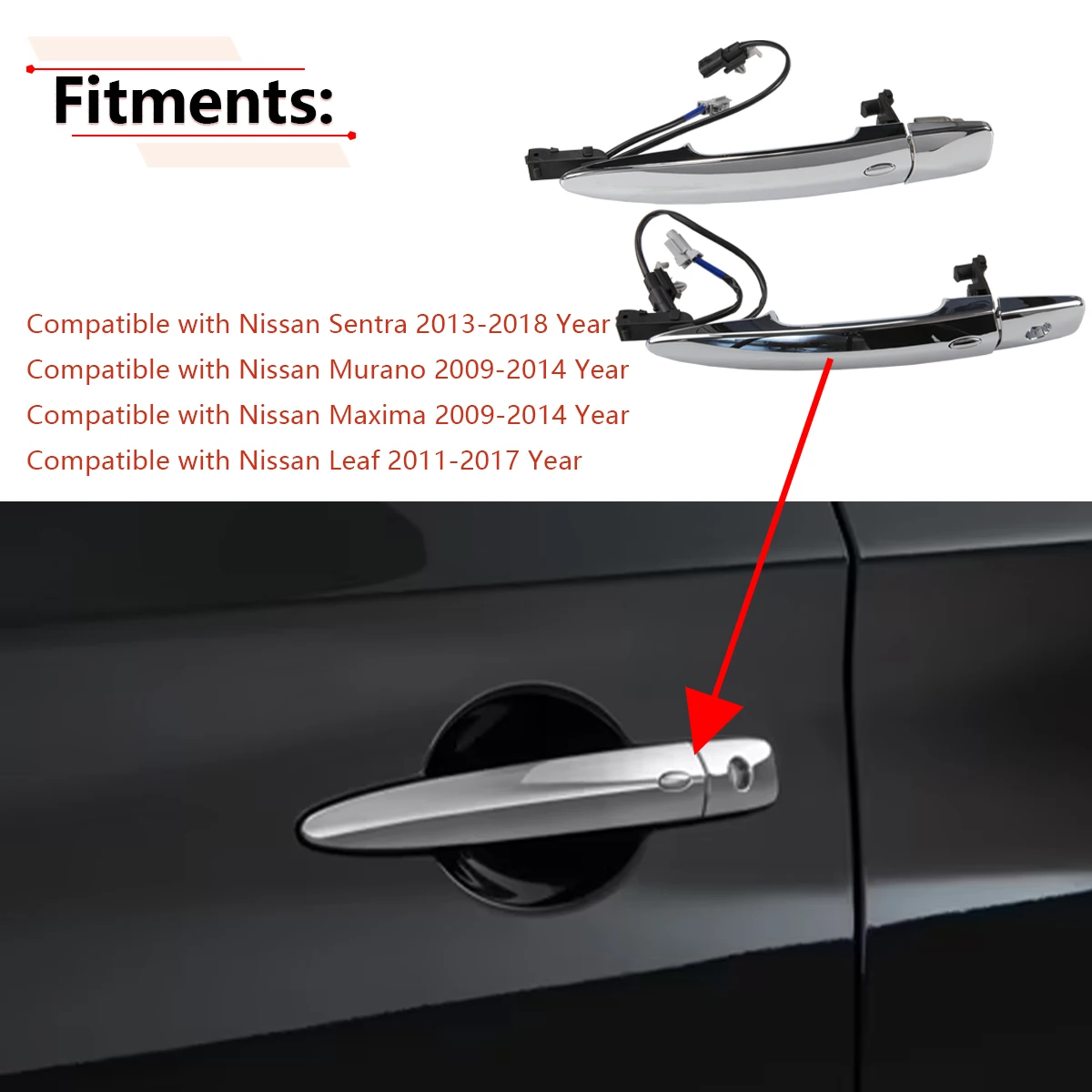 Manija de puerta Exterior de coche delantera izquierda para Nissan Sentra 2013-2018;Murano Maxima 2009-2014; hoja 2011-2017 806469 N00A