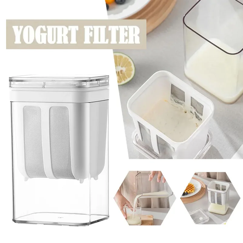Filtro y colador de yogur de 1100ml, caja transparente de malla fina, separador de humedad de queso hecho en casa para Cocina