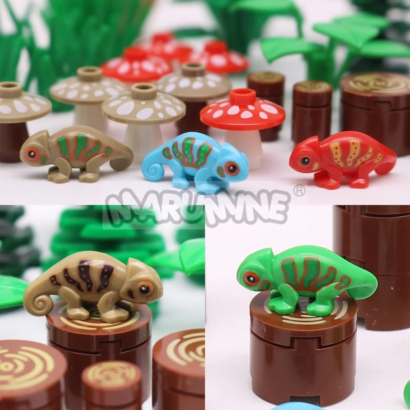 MARUMINE 48 UDS-54 Uds. Conjunto de accesorios de bloques de construcción MOC Jungle Garden City View piezas de modo de ladrillos lagartos 2435 3471 6064 14769