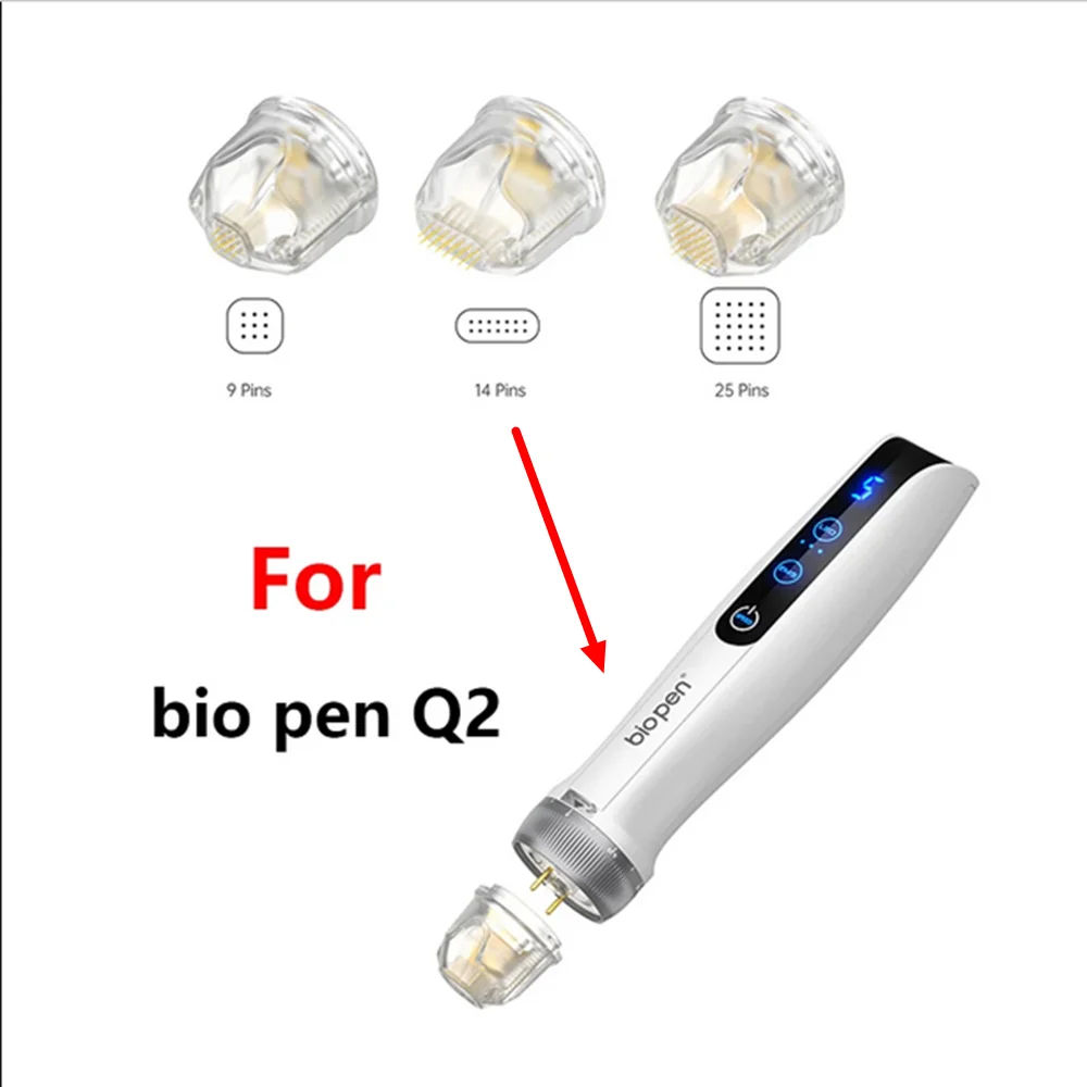 10 unidades de cartuchos Bio Pen Q2 de 9, 14 y 25 pines, aguja de nano titanio tipo bayoneta para cuidado de la piel y crecimiento del cabello, microagujas Q2