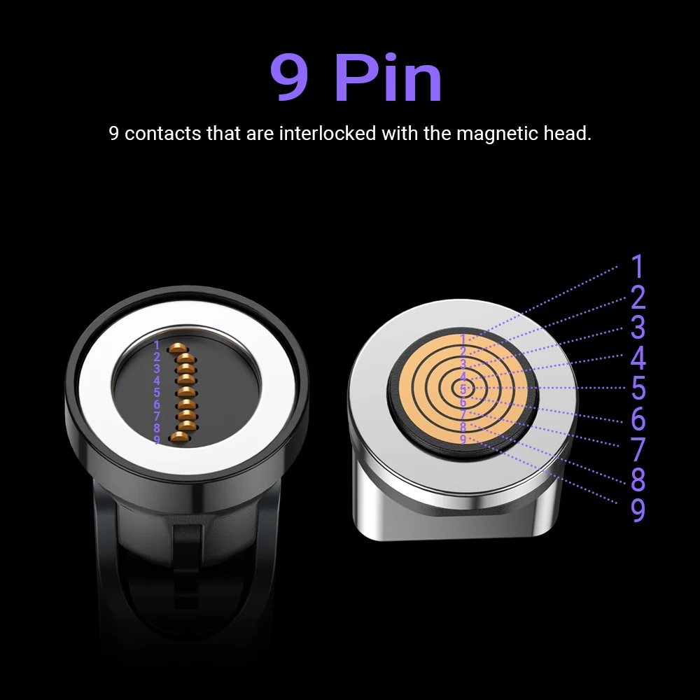 AUFU 3 uds 9Pin 240W adaptador magnético USB C a tipo C OTG convertidor de Cable de carga rápida para iPhone 16 15 MacBook Pro Xiaomi Laptop