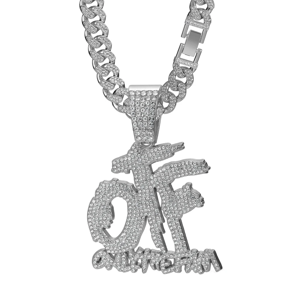 Collar de cadena cubana con colgante OTF de letra inglesa de moda Hip Hop, adecuado para uso diario de hombres y mujeres, joyería de fiesta de Rock