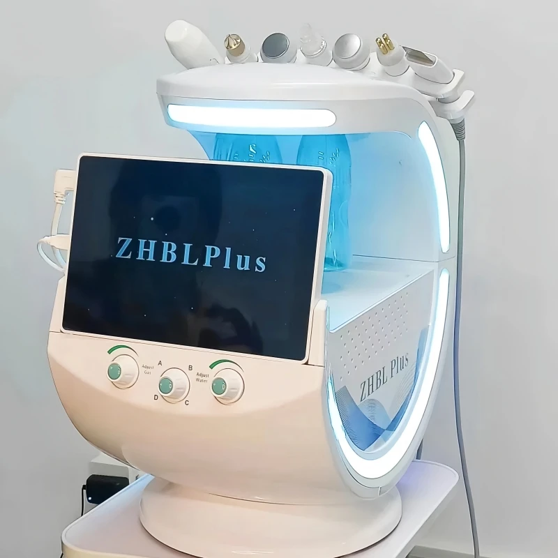 Nueva Máquina de Belleza 7 en 1 para Limpieza Facial Inteligente, Análisis de Piel, Vacío de Poros Profundos, Hidrolifting, Antienvejecimiento, Color Azul Hielo
