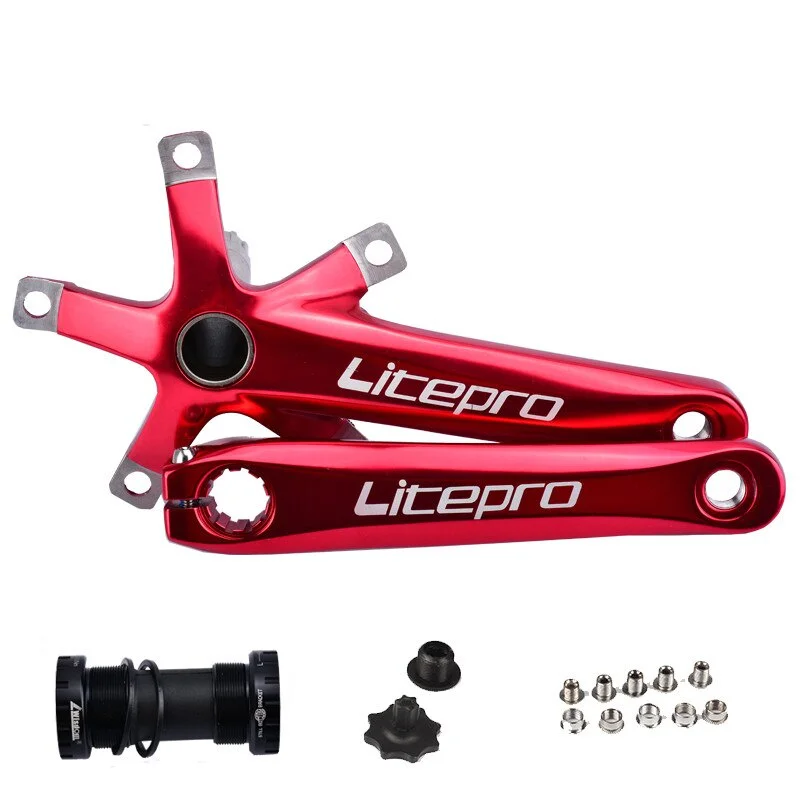Liteproelite-platos y bielas para bicicleta de montaña, juego de bielas de aleación de aluminio, 5 trinquetes, 130mm, para bicicleta plegable Brompton