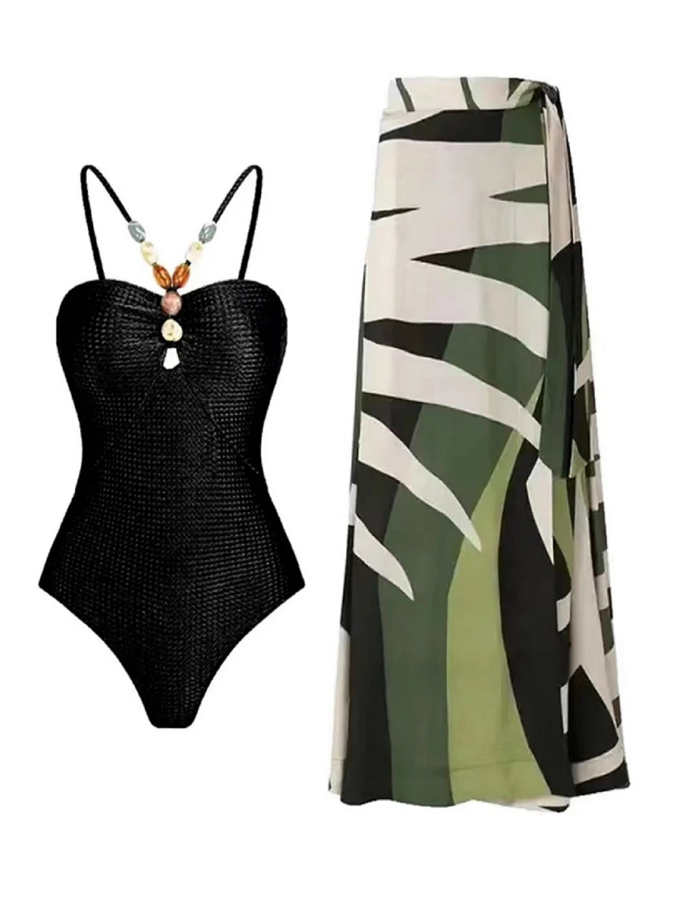 Bikinis de Dos Piezas, Traje de Baño para Playa 2026, Body Sexy con Cordones y Falda Larga para Mujer, Conjunto de Bikini para Baño y Natación de Verano