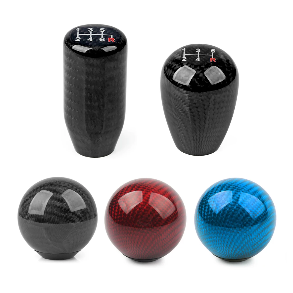 Perilla de palanca de cambios estilo fibra de carbono de 5/6 velocidades JDM forma Universal perilla de palanca de cambios de transmisión Manual 8MM 10MM 12MM