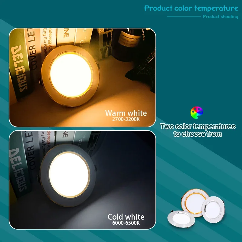 10 unids/lote LED Downlight oro/plata/cuerpo blanco 5W 9W 12W 15W 18W luz de techo Led redonda 12V 24V 110V 220V iluminación LED interior