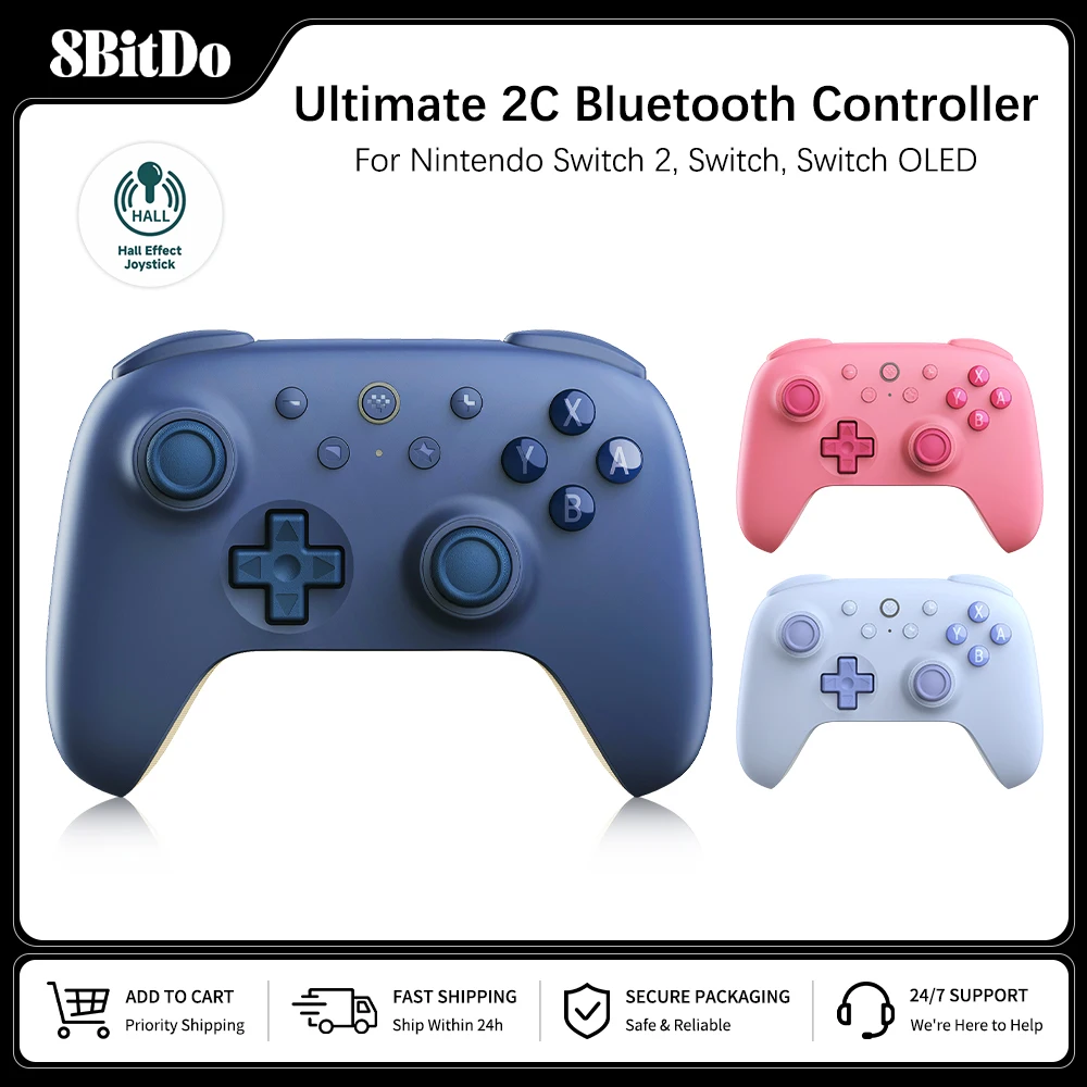 Controlador Bluetooth 8Bitdo Ultimate 2C para Switch 2, con parachoques L4/R4 intercambiables Gamepad para consola de juegos Nintendo Switch