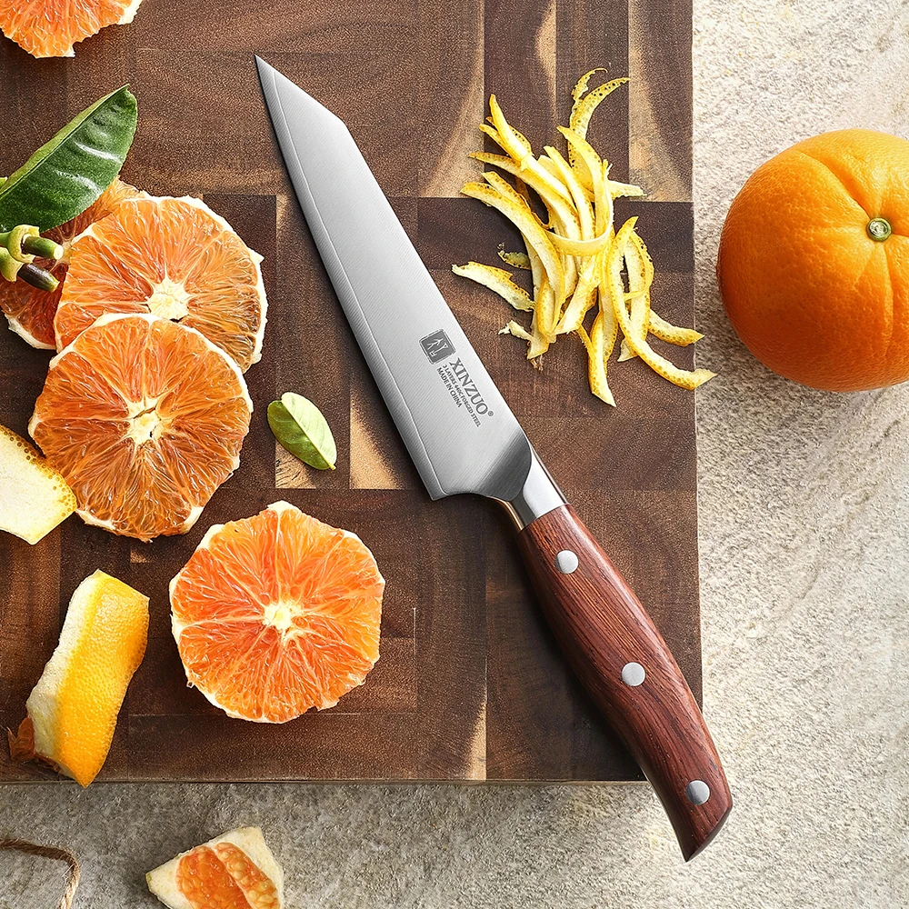 Cuchillo Multiusos XINZUO de 3 Capas de Acero Compuesto de 5'' para Pelar, Cortar y Rebanar, Cuchillo de Cocina Afilado