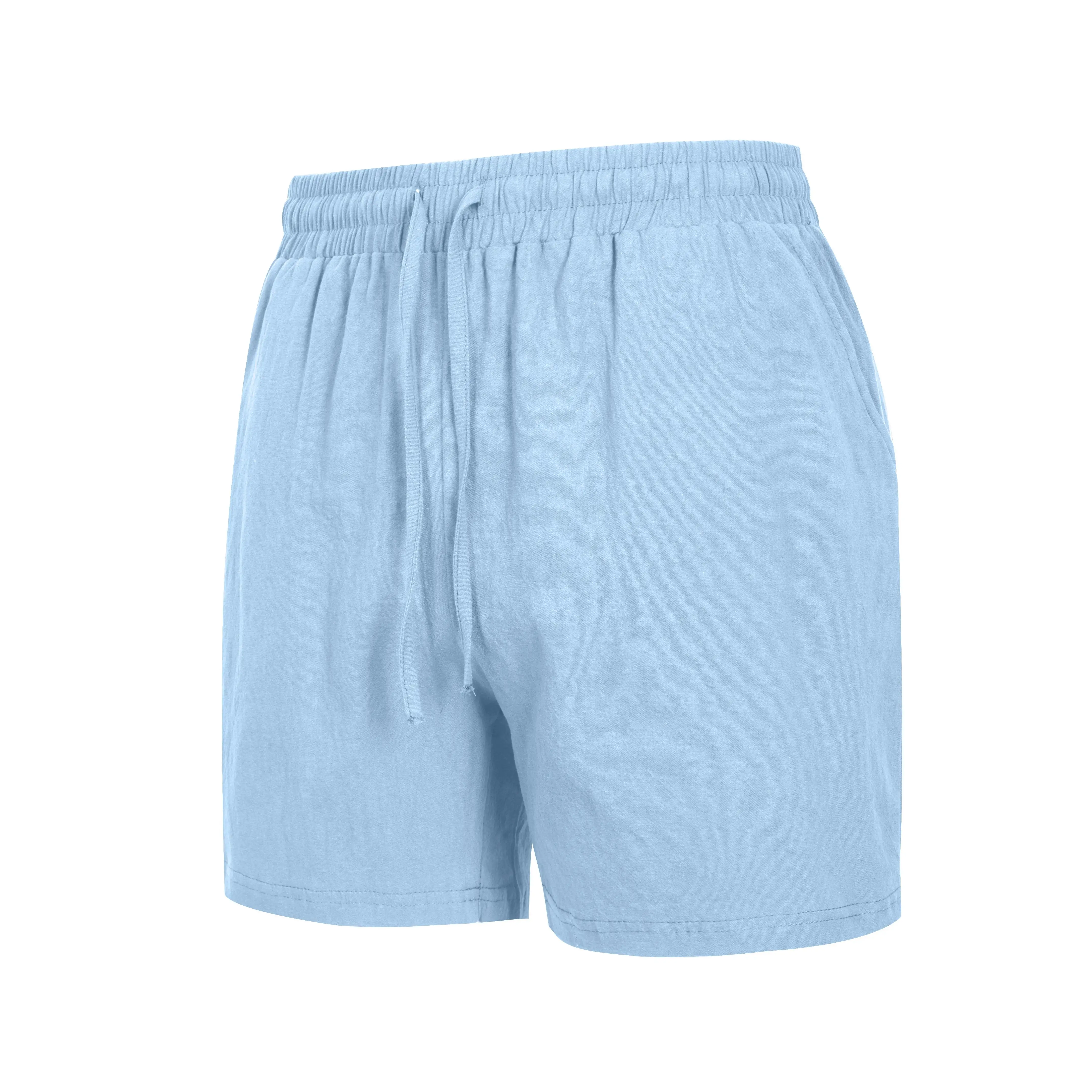 Nuevos pantalones cortos de algodón de Color sólido para playa para hombre, pantalones ligeros de verano para exteriores, pantalones cortos deportivos grandes transpirables para hombre, ropa de calle deportiva para Fitness