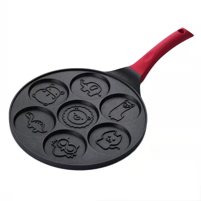 Sartén antiadherente para desayuno con siete agujeros, sartén para tortilla porosa de fondo plano, molde para tortilla de bebé