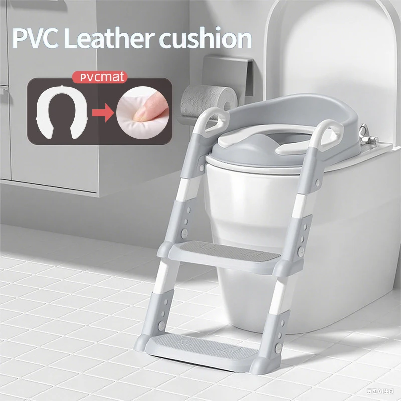Asiento de entrenamiento para ir al baño portátil para niños, asiento plegable ajustable en altura, tapete acolchado impermeable para niños y niñas