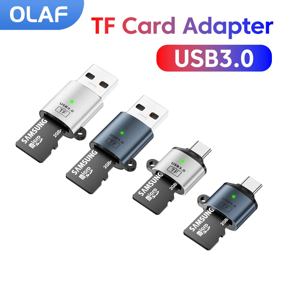 Adaptador Mini USB tipo C a lector de tarjetas TF, adaptador USB 3,0, transferencia de alta velocidad de 5Gbps, lector de tarjetas de memoria TF para PC, portátiles y teléfonos
