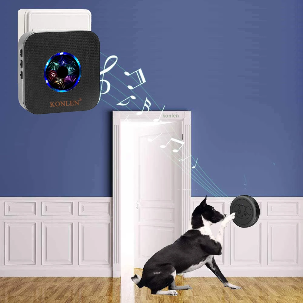 KONLEN-timbre inteligente para perro, timbre inalámbrico para entrenamiento de orinal, campanilla de comida para perros, botón táctil para mascotas, anillo para cachorros para salir