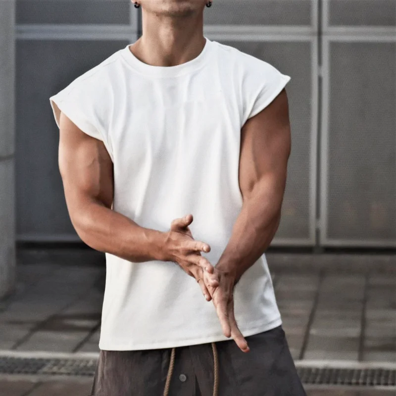 Camiseta de algodón Sprort, camisetas ajustadas de culturismo, camisetas sin mangas, camiseta de entrenamiento para gimnasio, ropa deportiva para hombre, camiseta holgada de verano para hombre