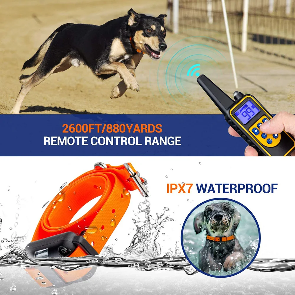 Collar eléctrico de entrenamiento para perros, dispositivo antiladridos, recargable, con vibración, con Clicker