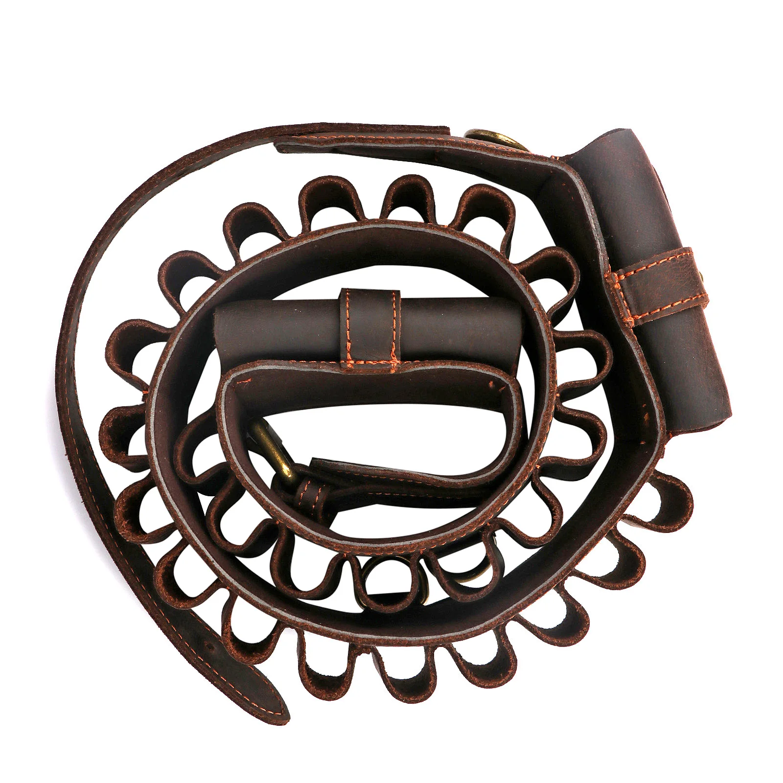 Tourbon-accesorios de caza, cartuchos de bandolera para pistola de calibre 12, cinturón, soporte para munición de cuero genuino marrón con bolsillo