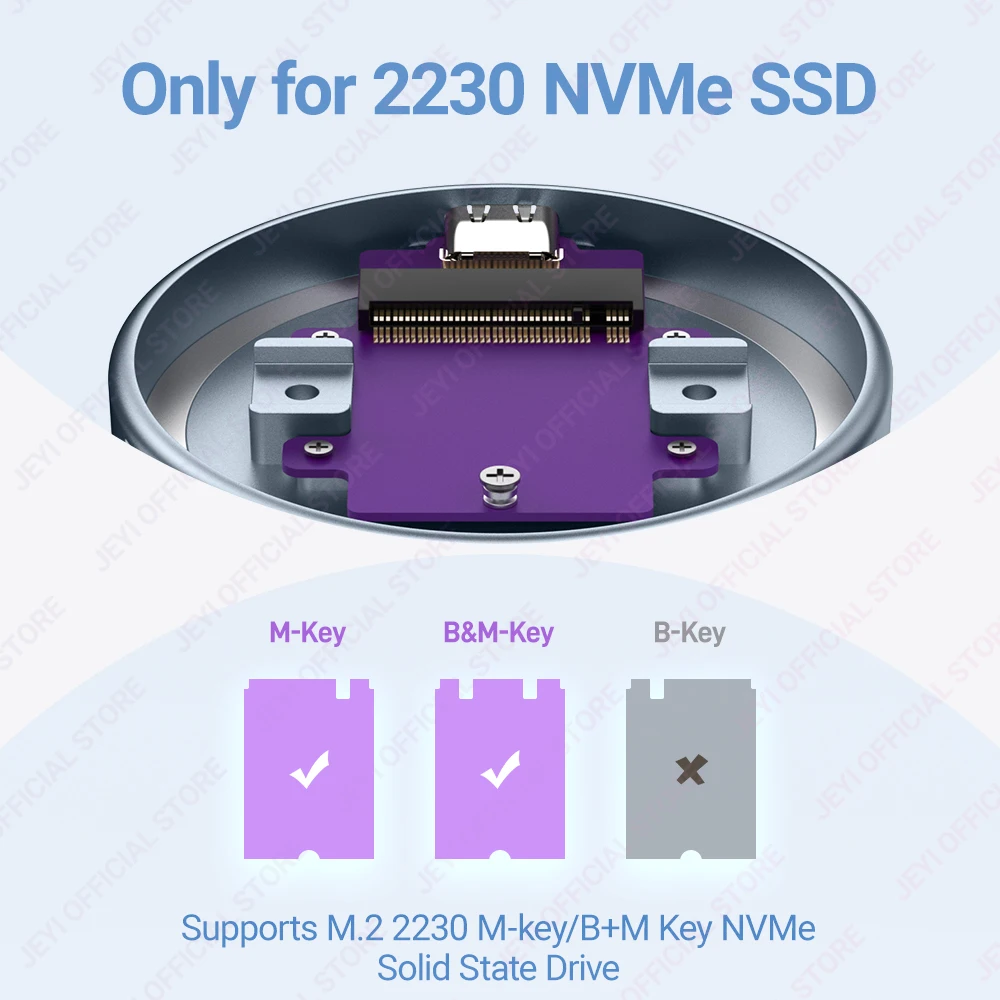 JEYI Caja magnética 2230 M.2 NVMe SSD con Magsafe para iPhone 15 Pro Max ProRes, USB 3,2 10Gbps para MacBook/iPad Pro/portátil