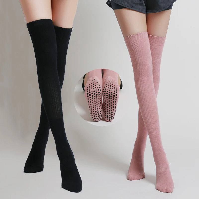 Calcetines de Yoga antideslizantes para mujer, calcetines de algodón transpirables para interiores, calcetines de Pilates para Fitness, calcetines deportivos de baile de Ballet de tubo largo para mujer