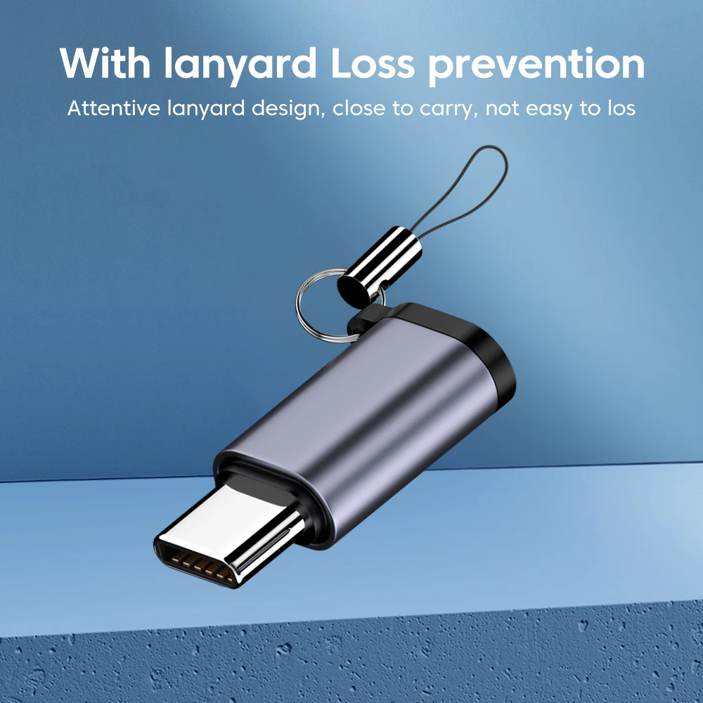 Adaptador Micro USB a tipo C Mini USB a USB C 480Mbps conector de carga de datos rápida USBC a adaptador Lightning para iphone Android
