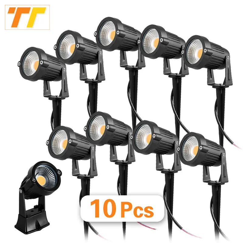Lámpara LED para césped de jardín, foco impermeable AC220V, 110V, 7W, 5W, piezas, para exteriores, IP65, 10 DC12-24V