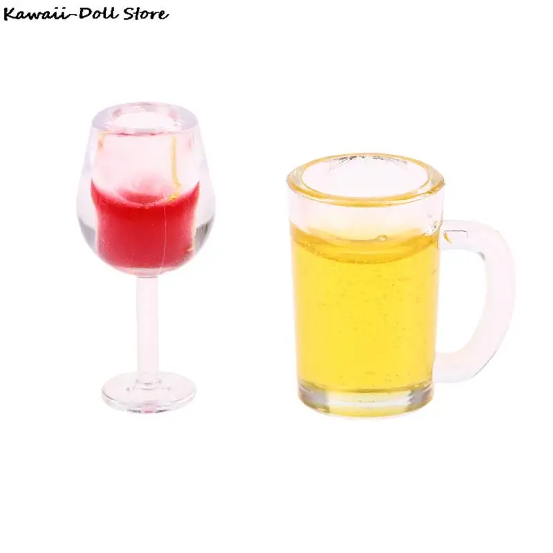 Copa de vino en miniatura para casa de muñecas 1:12, Mini copa de vino tinto, modelo para casa de muñecas OB11 BJD, accesorios de decoración para cocina y restaurante