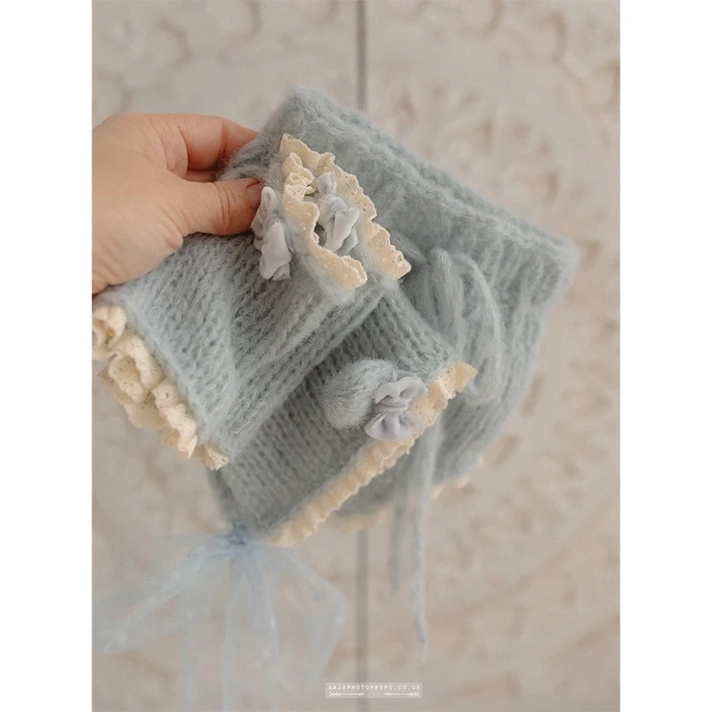 Accesorios de Fotografía para Recién Nacidos, Conjunto de Pelele Tejido, Gorro y Calcetines, Traje Vintage de Encaje Floral para Bebé Niña, Ropa para Sesión de Fotos de Estudio