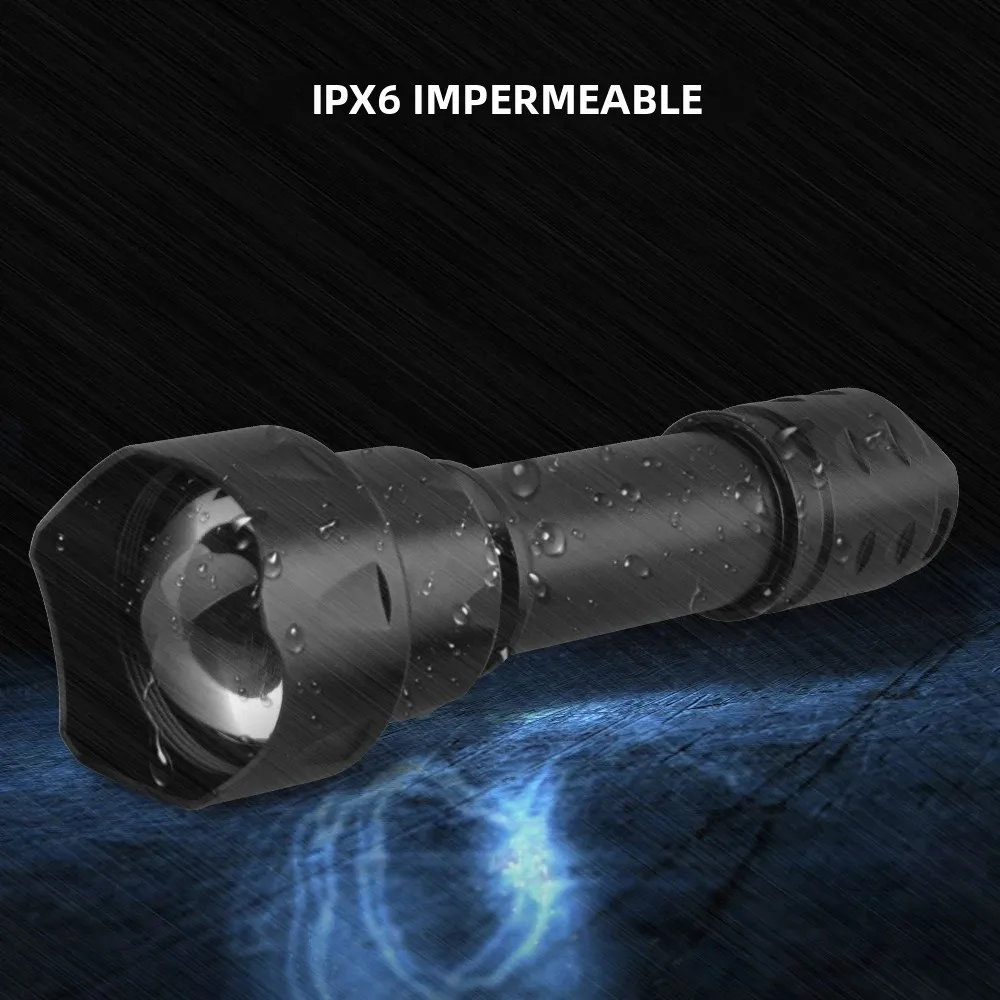 BORUiT T20 infrarrojo IR 850nm visión nocturna LED linterna táctica Zoom IPX6 antorcha impermeable uso 18650 batería linterna de caza