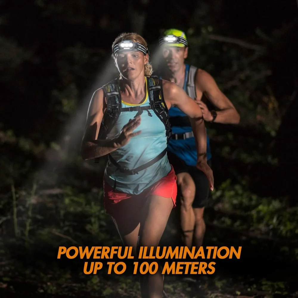 Linterna frontal Led recargable por Usb ultrabrillante con lámpara de cabeza blanca, roja y azul, resistente al agua IPX4