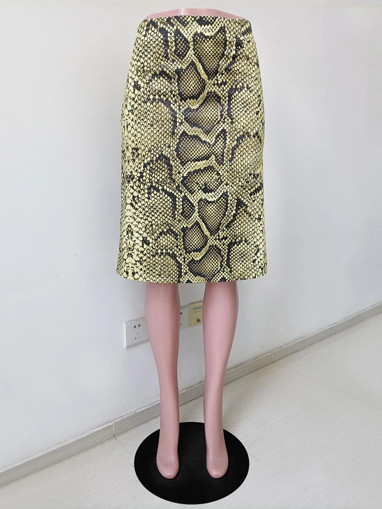 Falda de cintura alta con estampado de serpiente para mujer, falda larga recta ajustada, ropa de calle de verano, falda de moda para mujer