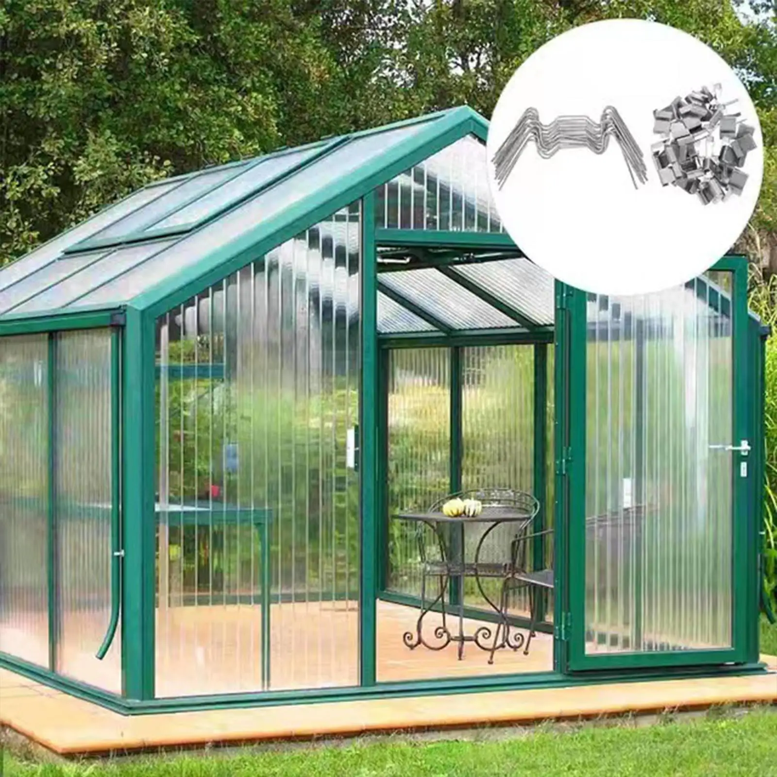 Clips de cristal para invernadero, herramienta de jardinería, Clip de repuesto, herramientas de reparación de invernadero para patio de jardín y Casa, 50 unidades