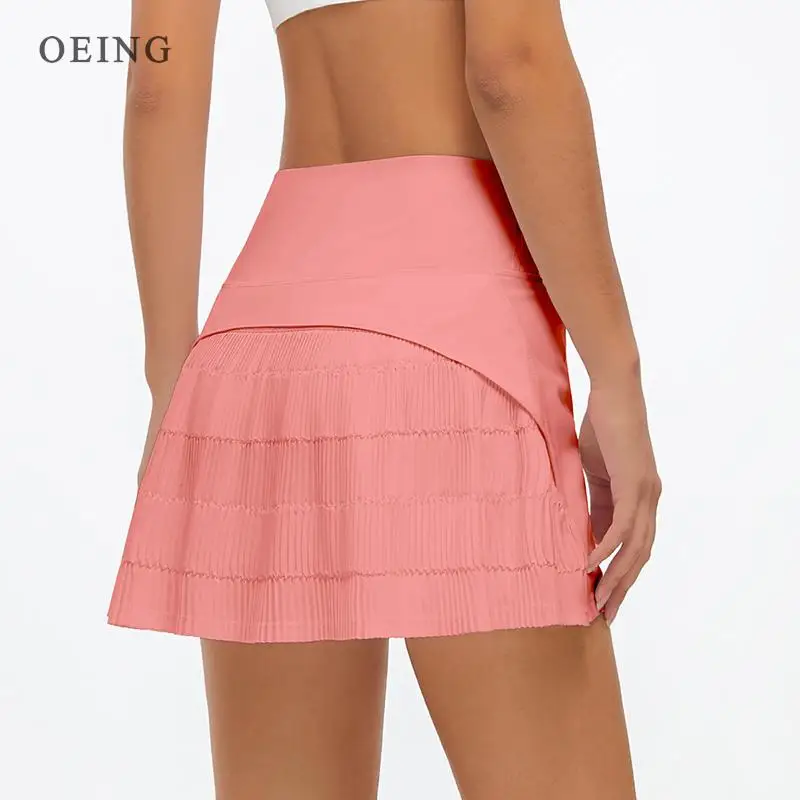 Faldas de tenis deportivas para mujer, pantalones cortos de Fitness para correr, falda atlética de cintura alta con bolsillos, ropa deportiva plisada para Golf